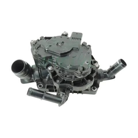 Precision Engine Thermostat Housing Assembly Integrated Thermal Management Compatible With Kia Hyundai Santa Fe, black plastic design.