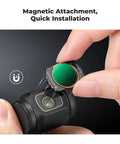 Magnetic Variable ND Filter And Black Diffusion For DJI Osmo Pocket Four Thirds being attached to camera lens