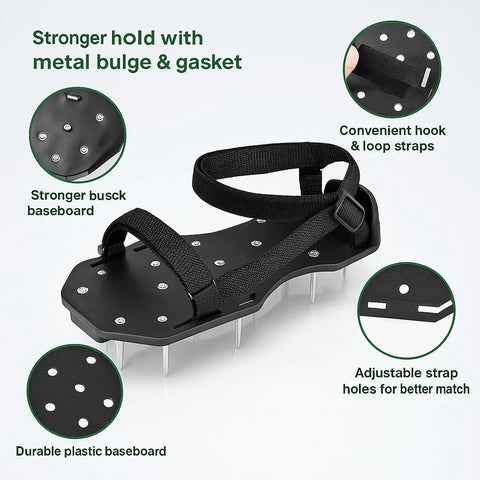 Heavy Duty Lawn Aerator Shoes With Spikes, Spiked Sandals For Lawn Aeration, One Size Fits Most With Hook And Loop Straps