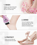 Instructional image showing steps to use Cordless Rechargeable Electric Foot File And Callus Remover For Stubborn Dead Skin Care.