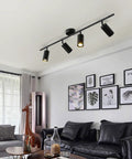 Matte Black 4 Light LED Track Lighting Kit With Adjustable Heads in modern living room setup