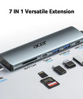 USB C Hub 7 In 1 Multi Port Adapter For Laptop With 4K HDMI Output 2 USB A 3.1 Ports USB C Data Port PD 100W Charging MicroSD And SD Card Slots Space Grey Aluminum Dock For Work From Home And On The Go