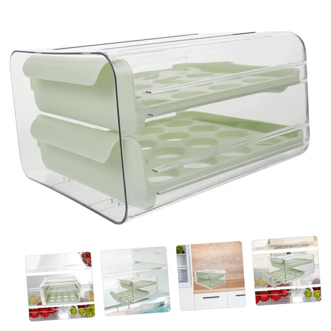 Multi Layer Plastic Egg Cartons That Serve As A Brilliant Fridge Staple keeping eggs organized in a transparent design.