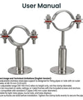 QWORK stainless steel 2 in OD pipe clamp for wall/ceiling mounting; two clamps shown.