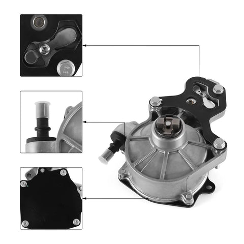 Vacuum pump AULINK 12686657 for GM vehicles; front view with silver aluminum body and black mounting bracket