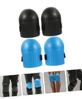 Heavy Duty Work Knee Pads For Men And Women With Tight Non Slip Grip Two Pairs In Sharp Blue And Black, showing black and blue pads.