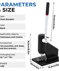 Chainsaw Chain Breaker Kit With Two Punches And Base Rivet And Link Remover Tool dimensions and parameters in black.