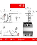 Dank Heavy Duty Unidirectional Clamps For Your CNC Milling Madness With Machining Center And Multi Station Fixture Setup Plus Super Strong M12 Jaws That Are Totally Awesome, dimensions 79x50x29.5mm, alloy steel, M12 jaw details.