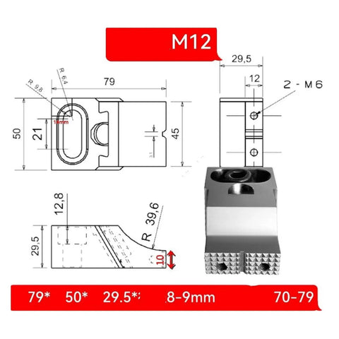 Dank Heavy Duty Unidirectional Clamps For Your CNC Milling Madness With Machining Center And Multi Station Fixture Setup Plus Super Strong M12 Jaws That Are Totally Awesome, dimensions 79x50x29.5mm, alloy steel, M12 jaw details.