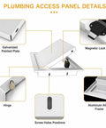 Rock Solid Aluminum Push To Open Access Panel For Drywall, Zero Sweat Magnetic Catch Flush Mount Ceiling Door For Plumbing And Electric, Easy Setup, Snap On Style, Matte Black Frame, 15X18 Inches showing galvanized painted plate and magnetic lock.
