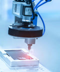 Close-up of automation system using 12G Blunt Tip Dispensing Needles 2 Inch Stainless Steel Liquid Refilling Set for precise liquid application