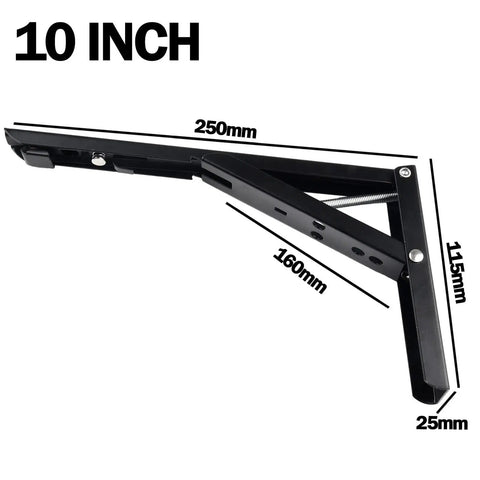 2 Pcs Adjustable Wall Mounted Triangle Folding Angle Bracket Shelf For Tools Black 10 Inch Garage Ready Space Saving Fold Up Bench