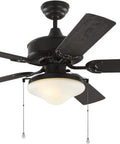 Haven 52 Inch Outdoor Ceiling Fan With LED Light Kit Bronze Finish Five ABS Blades Pull Chain Ideal For Patio Or Porch High CFM 3228