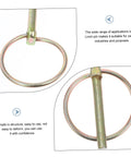 Eight Piece Lynch Pin Set Heavy Duty Locking Pins For Quick Release On Trailers Trucks ATVs Lawn Mowers And Equipment Tough As Nails Spring Loaded Pins You Can Trust, zinc-plated steel ring pin close-up
