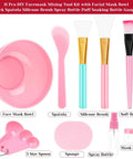 All In One 11 Piece DIY Facial Mask Tool Kit For At Home Spa With No Fuss Mixing Bowl Spatula Silicone Brushes Pink