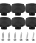Sleek Black Aluminum Cabinet Knobs Featuring Smooth Texture No Sweat Installation For Kitchen Bedroom Drawer Pulls Modern Cupboard Handles Six Piece Home Refresh Kit with six black knobs and screws.