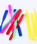 Flying Hand Helicopter Toy Set For Kids And Parties, multicolored propellers and yellow rods, plastic, 18 cm size