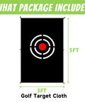 Golf Target Hitting Cloth For Backyard Practice, 5 By 4 Feet, Black, Portable And Foldable, Quick Setup For Indoor Or Outdoor Use