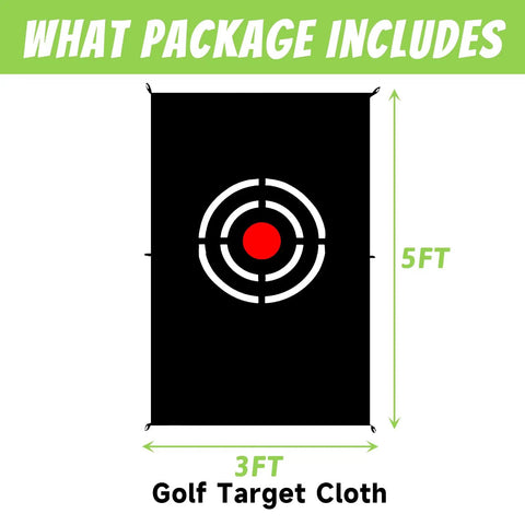 Golf Target Hitting Cloth For Backyard Practice, 5 By 4 Feet, Black, Portable And Foldable, Quick Setup For Indoor Or Outdoor Use