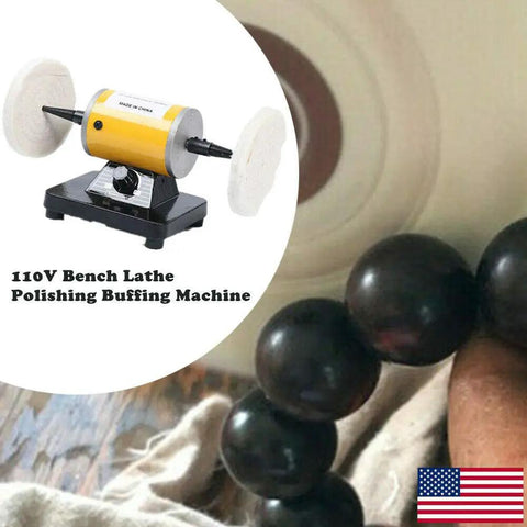 Dual Wheel Buffing Rig With 200W Motor And Variable Speed Polisher From 2000 To 7000 RPM for jewelry polishing on wood surface.