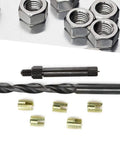 12 Piece M8 X 1.25 Thread Repair Kit With Self Tapping Inserts For Automobiles Rail Cars Home Appliances And Machinery DIY Friendly Durable Easy To Use For Fixing Stripped Threads In Metal Plastic showing drill bit and inserts