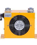 Front view of Heavy Duty Hydraulic Air Cooler With Aluminum Alloy Body And Plate Heat Exchanger For Pro Grade Industrial Cooling.