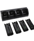 Four In One Remote Controller Charging Dock With Four 2800mAh Rechargeable Battery Packs For Nintendo Wii Remotes USB Powered Charger Stand Black