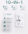 Badass Surge Protector Outlet Extender With Six Ac Outlets And Four Usb Ports Plus Two Type C Fast Charging Killer Wall Adapter Features wide spaced AC outlets and 1800J surge protection.