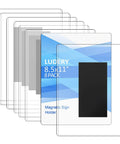 Eight Pack Magnetic Sign Holders For 8.5 By 11 Inch Documents With Clear Plastic Wall Mounts And Magnet Borders, heavy duty clear frames stacked