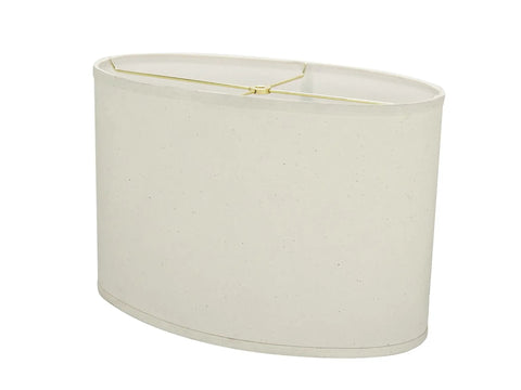 Oval Hardback Lamp Shade In Ivory Cotton Fabric With Spider Fitter Transitional Style Top 9.5 In By Bottom 16.5 In Height 11 In Fits Standard Harp Lamps