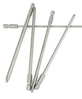 5 Piece Long Screwdriver Bits Set With Strong Magnetic Hold And Extra Tough Alloy Steel Construction For Electric Drill Driver Manual Use Featuring 1/4 Inch Hex Shank PH1 And PH2 Tips For Super Fast High Torque Fastener Jobs That Rock. 150mm alloy steel magnetic screwdriver bits, PH1 and PH2