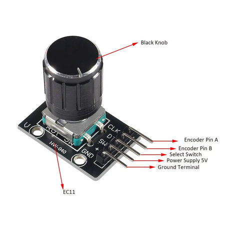 Six Piece KY 040 Rotary Encoder Module Kit With Knob Cap 360 Degree Detent Encoder Push Button Reset 5V Powered module