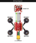 Wiring diagram for 60A 4-In-1 ESC BL32 For 3-6S FPV Racing Drones Freestyle with motor connections and XT60 input.