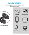 Compatibility chart for Heavy Duty Clamp Mount With 360 Degree Ballhead, Magic Arm And Double Ball Head, 1/4 Inch And 3/8 Inch Threads