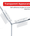 12 Pieces Self Adhesive Clear Acrylic Hinges Set For Glass Cabinets Displays And Craft Projects, 1.37 By 0.98 Inches With 275 Degree Rotation, Transparent Continuous Piano Hinge For Furniture Lids Aquarium And More on glass corners