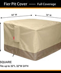 Built Tough Heavy Duty Square Gas Fire Pit Cover 32 Inch Outdoor Table Cover With 600D Polyester And PVC Coating