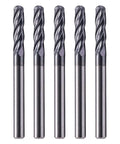 Ball Nose Solid Carbide End Mill Set 5Pcs One Eighth Inch AlTiN Coated 4 Flute 30 Degree Helix Milling Bits