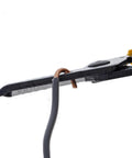 Close-up of Premium Reflex T5 Wire Stripper for 10 to 20 AWG, plier nose in action, yellow handle, steel construction