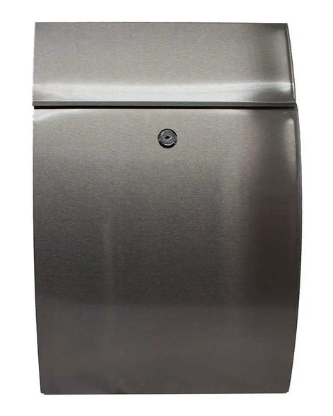 Heavy Duty Stainless Steel Wall Mount Mailbox With Lock, Glacial Elliptical Style, Matte Finish