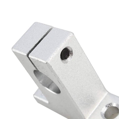 Rock Solid Linear Rail Shaft Support Brackets Kit 2 Pack Vertical Optical Axis Holders For Electronics Guide Rods Drive Shafts And Pillars Low Friction High Strength Stable Mounts silver aluminum SK12 bracket close-up with shaft bore