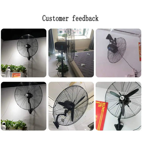 Heavy Duty Industrial Floor Fan With A Damn Powerful High Velocity Commercial Air Circulator And Premium Copper Motor Plus Three Speed Settings For A Beast Mode Factory Grade Cooling Setup, shown in customer feedback images, various angles.