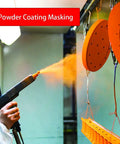 Orange powder coating application using heavy duty polyester tape with silicone adhesive for no residue masking jobs