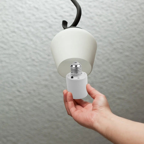 E27 Motion Sensor Lamp Holder With Remote Control, Hands Free Auto On Off Lighting, Adjustable Brightness Infrared Socket For Hallways, Garages, And Closets installed in white ceiling fixture