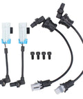 Set Of Four Abs Wheel Speed Sensors Front Rear Left Right Precision Swap For Chevy Equinox Captiva Sport Pontiac Torrent Saturn Vue Suzuki Xl 7 Years 2007 To 2015 features black connectors and wires with mounting hardware.