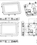 Killer Durability 10 Inch Rugged Touchscreen Monitor With Totally Bombproof Ip67 Seal And Optically Bonded Display technical drawings.