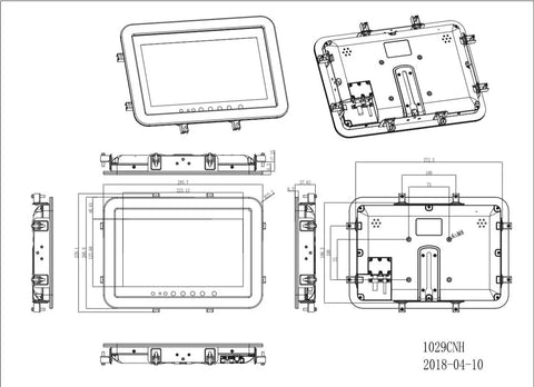 Killer Durability 10 Inch Rugged Touchscreen Monitor With Totally Bombproof Ip67 Seal And Optically Bonded Display technical drawings.