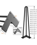 Adjustable Black Iron Furniture Legs 35 Cm Tall showing V-bracket and measurements for DIY kitchen and dining tables, sofas and cabinets