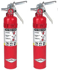 Four-pack of ABC Dry Chemical Fire Extinguishers 2.5 lb with wall brackets, red, for home, office, and garage safety.