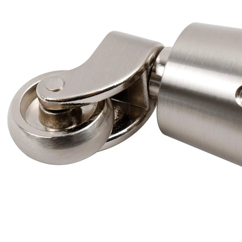 Close-up of a silver zinc alloy wheel from 4 Pack Swivel Cup Casters For Furniture 2.52 Inch Height Silver Zinc Alloy Heavy Duty Wheel Caster With Screws For Chairs Tables Desks And More Durable Furniture Casters.