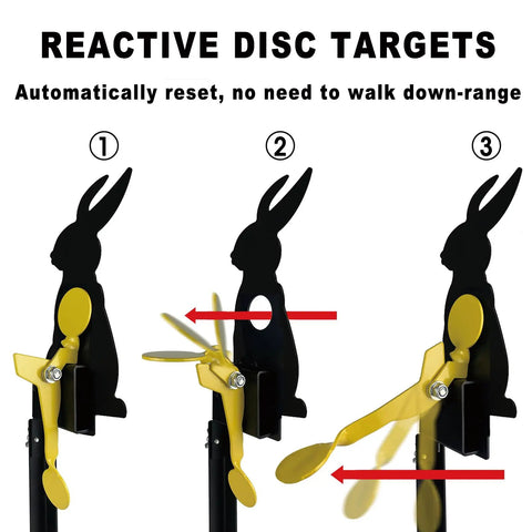 Auto Reset Metal Rabbit Target For Air Rifles Backyard Range Ready Silhouette Target With Durable Steel Construction Pellet Safe Caliber 177 And 22 Easy Reset Without Walking mechanism illustrated.